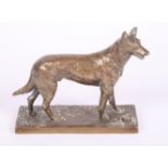 H Gebhard: a bronze figure of a German Shepherd dog, 4 1/2" high