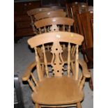 Four waxed pine kitchen chairs