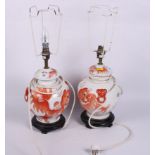 A pair of Chinese table lamps decorated Dogs of Fo