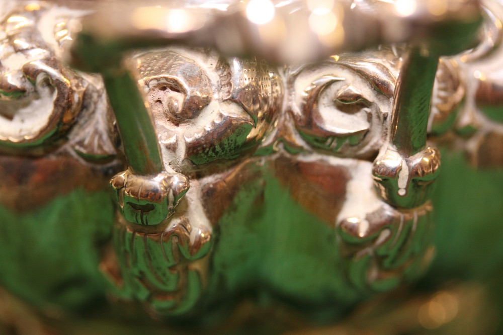 A continental silver two-handled pot and cover with embossed foliate decoration and cast scrolled - Image 6 of 6
