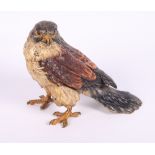 A 19th Century Austrian cold painted bronze bird of prey inkwell, 5" high