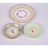 A set of five Paragon bone china rose decorated dessert plates, four 19th Century bone china dessert