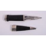 A Scottish silver mounted sgian dubh with ebony scabbard and handle set cairngorm