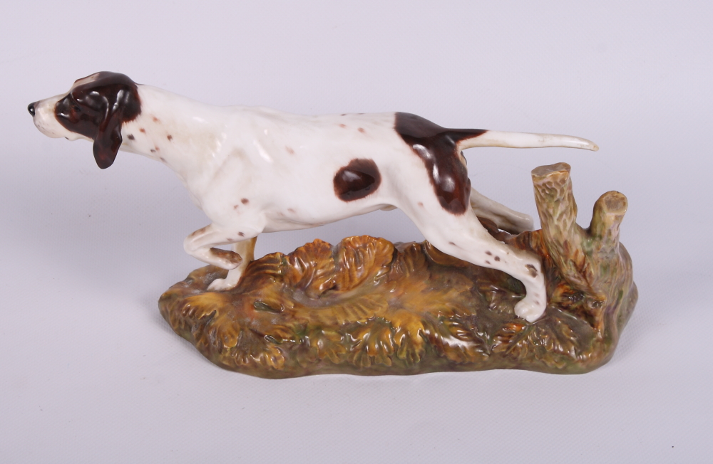 A Royal Doulton bone china figure of a pointer, 11 1/2" long