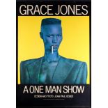 A Jean Paul Goude 1981 poster, "Grace Jones a One Man Show", 37 1/2" x 26 1/2", in ebonised frame