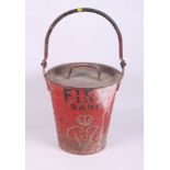 An early 20th Century George VI painted fire sand bucket and cover