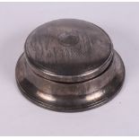 A silver engine turned circular jewel box with mirror lid