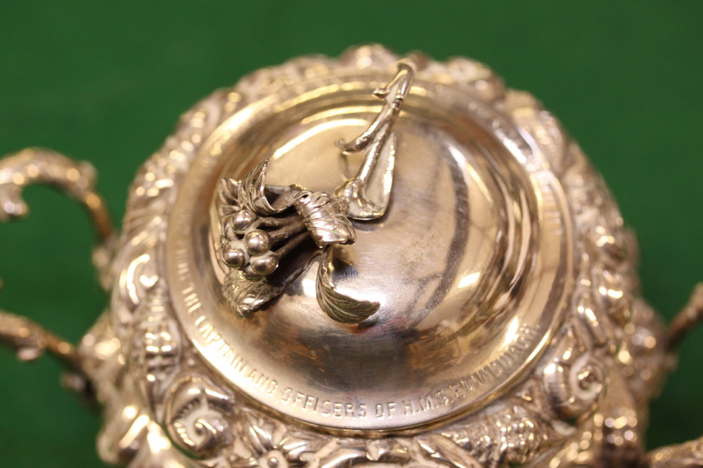 A continental silver two-handled pot and cover with embossed foliate decoration and cast scrolled - Image 2 of 6