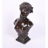 A 19th Century patinated bronze bust of a Roman woman, signed "H Montford", 8 1/2" high