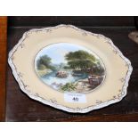 A 19th Century Spode bone china dessert plate with landscape decoration "View of the Thames near