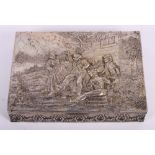 A continental silver rectangular box decorated in high relief with dancing figures, 18.4oz troy