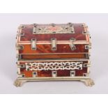 An Anglo Indian tortoiseshell and pierced ivory mounted miniature casket