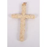 A Dieppe carved ivory crucifix decorated scrolling vines with gold pendant mount