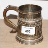 A Victorian Britannia silver tankard with half reeded and engraved decoration, London 1896, 8.1oz