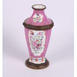 A 19th Century continental porcelain and gilt metal mounted trefoil vase, 8 1/2" high