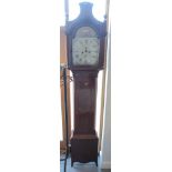 A Georgian figured mahogany and inlaid long case clock with quarter columns to the case and eight-