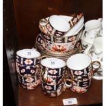 A Royal Crown Derby bone china Imari pattern 2451 part teaset and a matching spoon tray