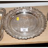 An Egyptian silver circular dish with waved edge and engraved decoration, 13.8oz troy approx