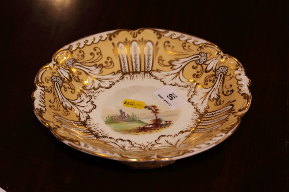 A Ridgways type mid 19th Century bone china landscape decorated part dessert service for twelve - Bild 5 aus 5