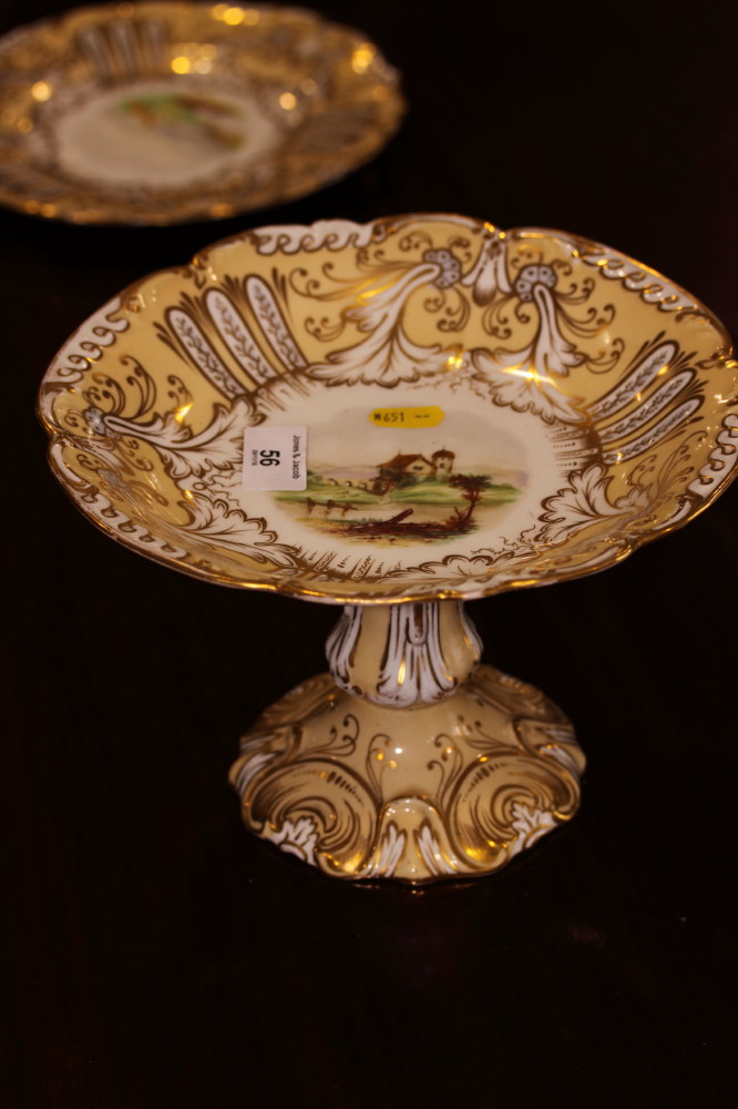 A Ridgways type mid 19th Century bone china landscape decorated part dessert service for twelve - Bild 3 aus 5