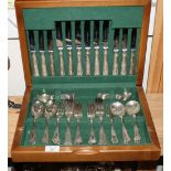 A King's pattern silver plated table service, in teak canteen