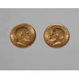 A gold half sovereign dated 1910 and another dated 1912