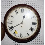 A 19th Century mahogany cased wall clock with single fusee movement and painted dial, 12" dia