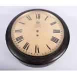 A George VI single fusee "Post Office" wall clock in mahogany case, 15" dia, and a similar clock