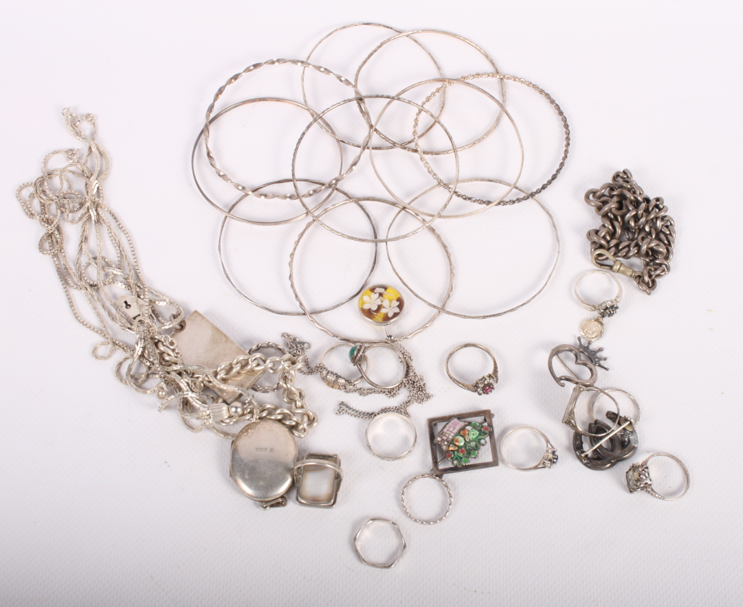 A selection of silver jewellery, various