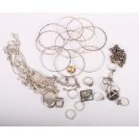 A selection of silver jewellery, various