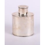 A Victorian silver oval tea caddy with gadrooned borders, 4.7oz troy approx