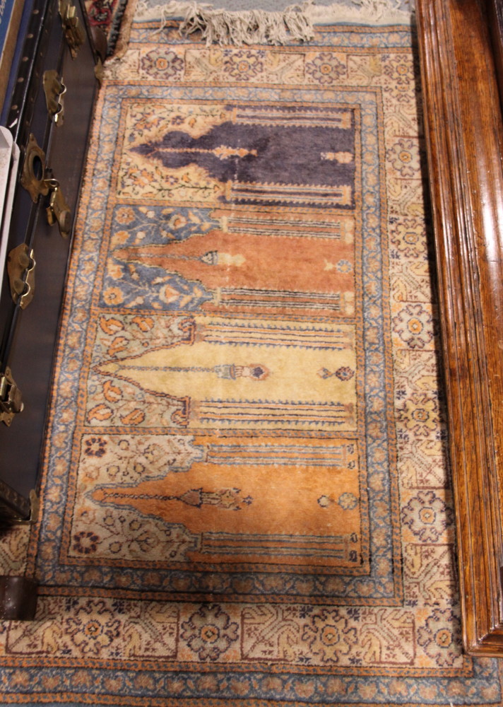 A Ladik prayer rug with four mihrabs, 52" x 35" approx