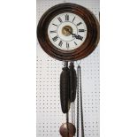A "Postman's" 19th Century alarm clock with pine cone weights