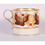 An early 19th Century Worcester Flight Barr & Barr coffee can decorated band of flowers and brown