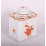 A Herend Hungary "Chinese Bouquet" pattern tea caddy, 5" high