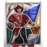 A 19th Century stained glass panel decorated nobleman, together with another stained glass panel