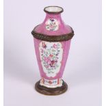 A 19th Century continental porcelain and gilt metal mounted trefoil vase, 8 1/2" high, and a 19th