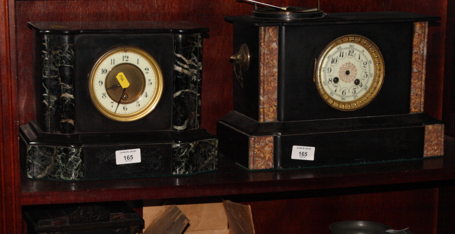 Three 19th Century slate mantel clocks, with movements removed (for restoration)