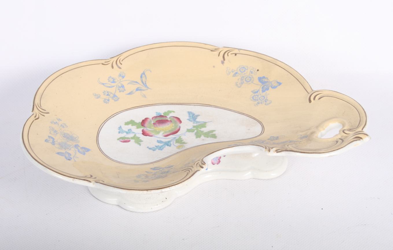A 19th Century floral decorated part dessert service with gilt scroll rims