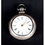 A Victorian silver pair cased pocket watch with chain and fusee movement, numbered 11370