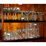 A set of 1950s cut glass cocktails, a collection of hock glasses and other table glass