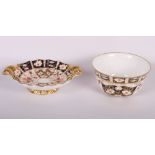 A Crown Derby shallow two-handled dish, pattern 2451, 5" dia, and a similar sugar bowl