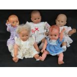 A selection of five 'lifesize' baby dolls, c1970s, various manufacturers including Lotus.