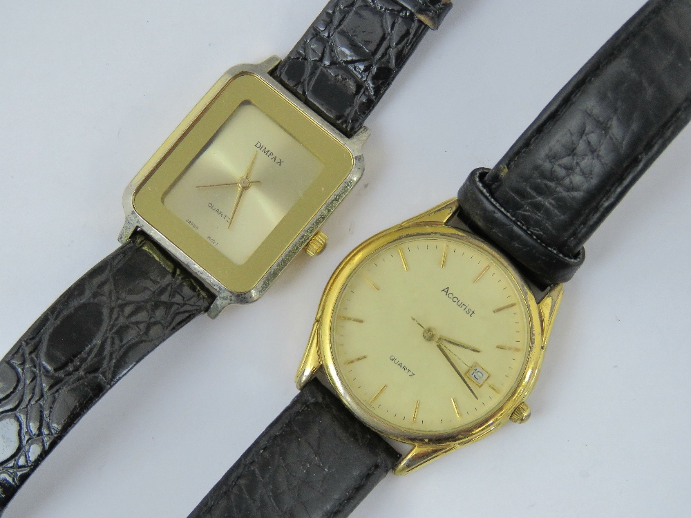 Two gents watches; a gold plated Dimpax oblong quartz and an Accurist Quartz,