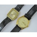 Two gents watches; a gold plated Dimpax oblong quartz and an Accurist Quartz,
