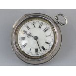 A white metal pair cased antique watch.