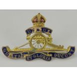 A 9ct polychrome enamel Royal Artillery