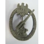 A WW2 Nazi Army flak badge; no markings to reverse; 6cm long.