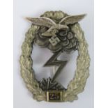 A reproduction Nazi Luftwaffe Ground Combat badge "25"; 5.5cm long.