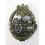 A WW2 Nazi Tank badge for 25 combat missions; 5.5cm long.